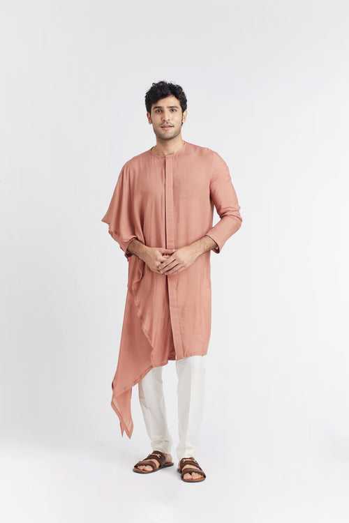 Asymmetric Cream Drape kurta (apricot)