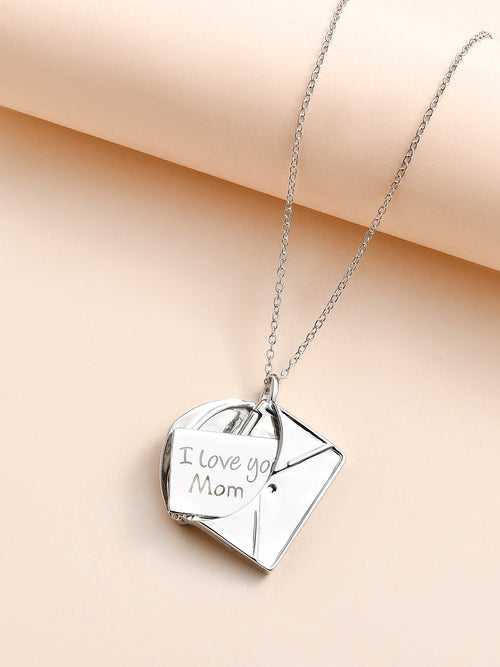 I love You mom Unique Envelope Locket - Secret Letter Necklace in 925 Sterling Silver