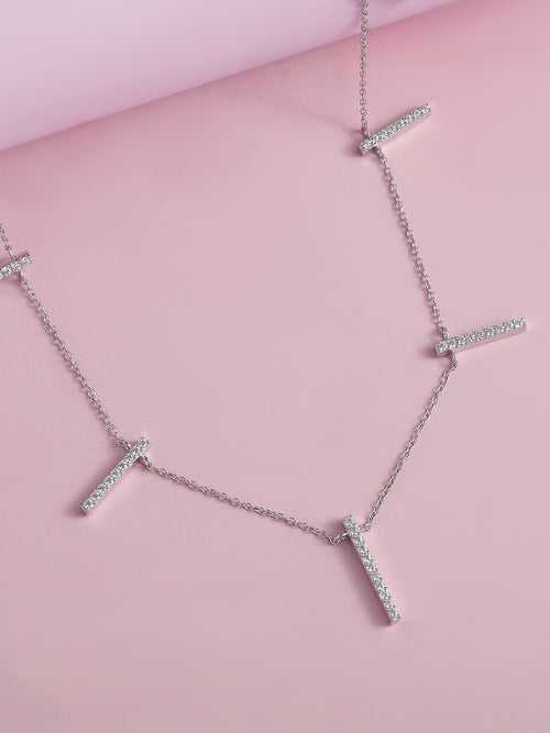 Station Choker Necklace For Women In Silver