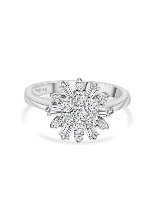 Double Petals Flower Rings In 925 Sterling Silver