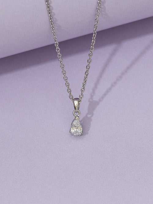 Pear Shape 0.5 Carat Single Solitaire Pendant With Chain