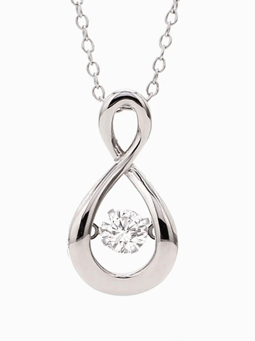 Dancing American Diamond Infinity Pendant In 925 Silver