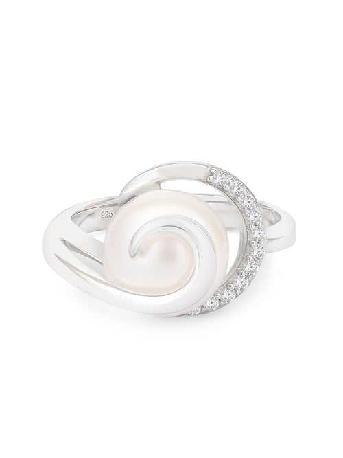Pearl Overlay 925 Silver Ring