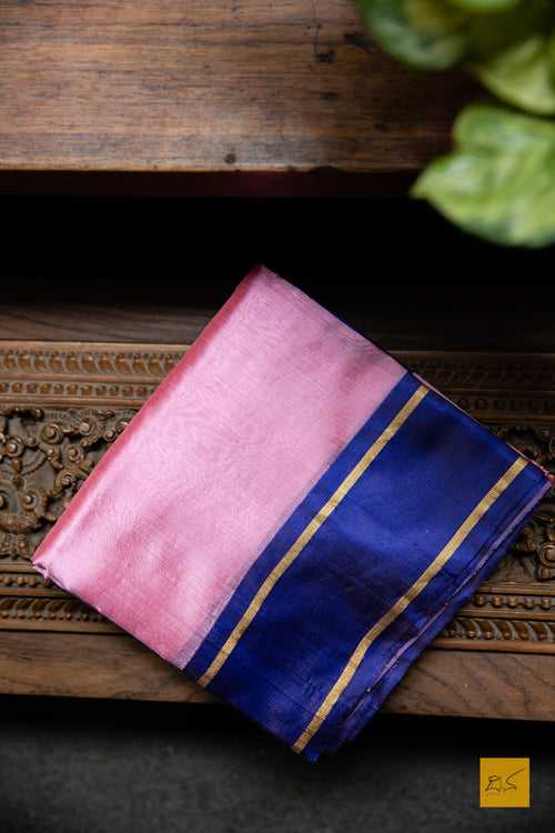 Pink and Lavender Handwoven Chanderi Silk Saree with Mashru border