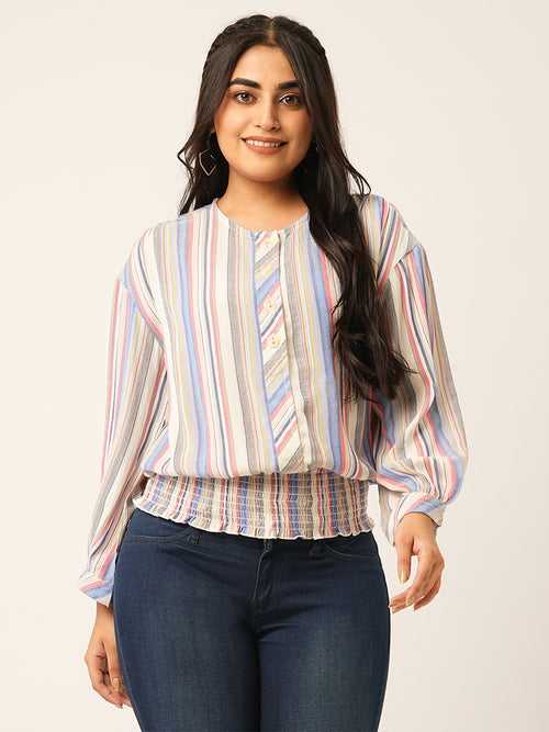 Odette Multicolor Cotton Printed Top For Women