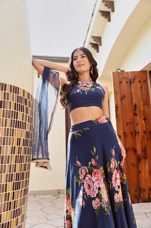 DISHA CROP TOP , LEHENGA & ODHANI SET