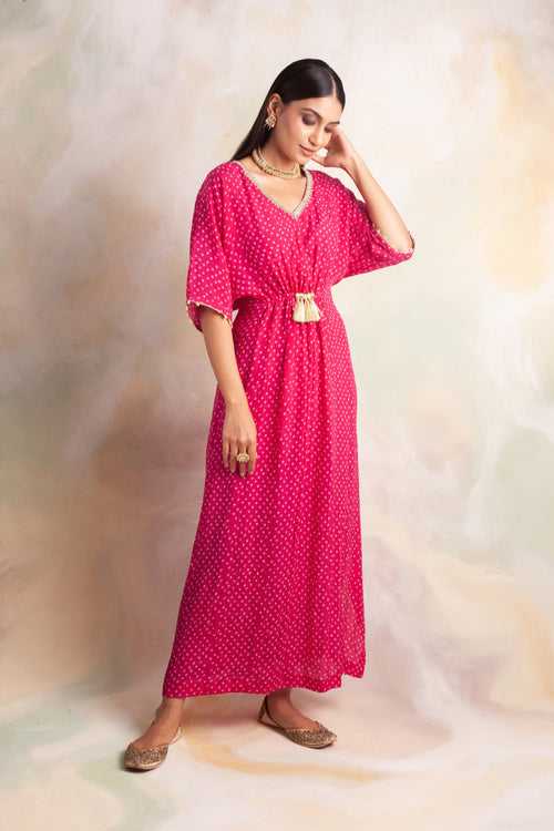 WATERMELON PINK BANDHANI MASHA KAFTAN