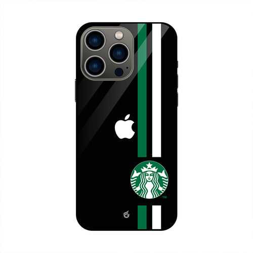 Starbucks Black Glass Strip iPhone Case (Black-Glass)