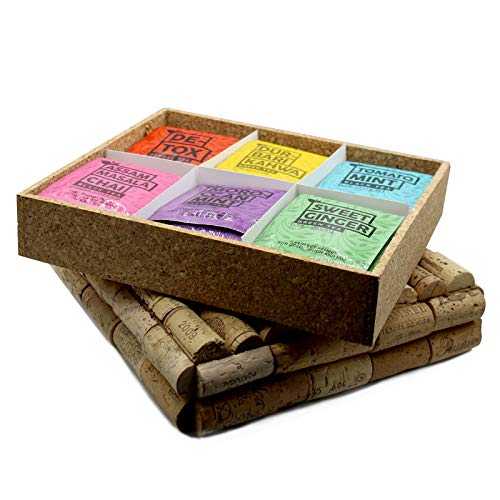 Vintage Wooden Cork Tea Gift Box (48 Tea Bags)
