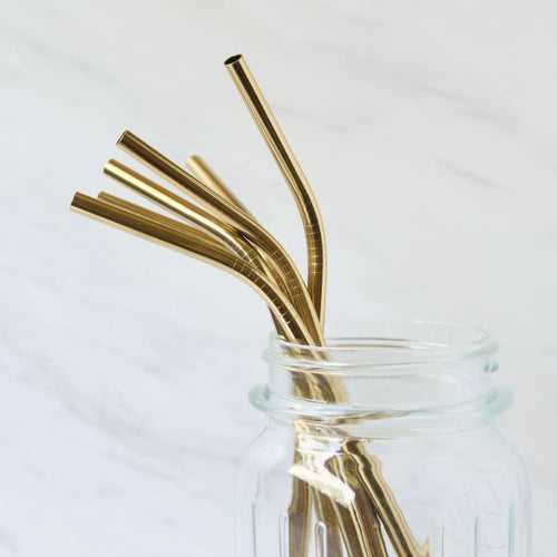 Brass / Copper Straws With Cleaner - Pack of 2