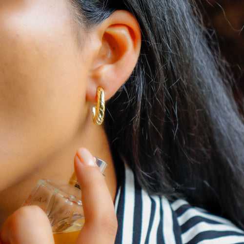 Circle- Gold Plated Brass Metal Earrings