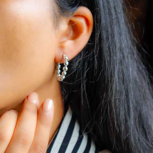Dots- Silver Plated Brass Metal Earrings