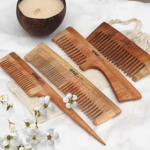 Organic Neem Wood Combs - Pack of 4