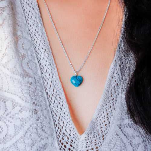Turquoise Stone Pendant with Chain
