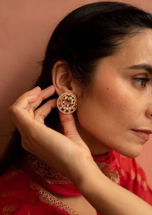 Bundi Navratna Studs Earrings