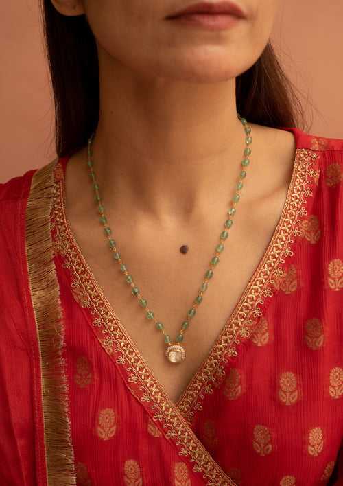 Sterling Silver Rewa Minimalist Emerald Necklace