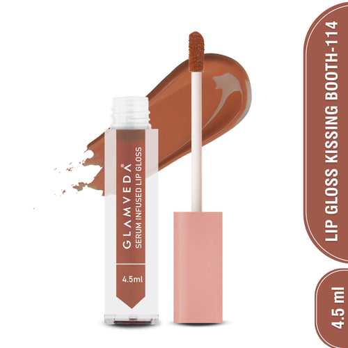 Glamveda High Shine Serum Infused Lip Gloss - Nude Shade (Kissing Booth - 114) 4.5ml
