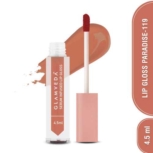 Glamveda High Shine Serum Infused Lip Gloss | Paradise - 119 ( Coral Shade ) 4.5ml
