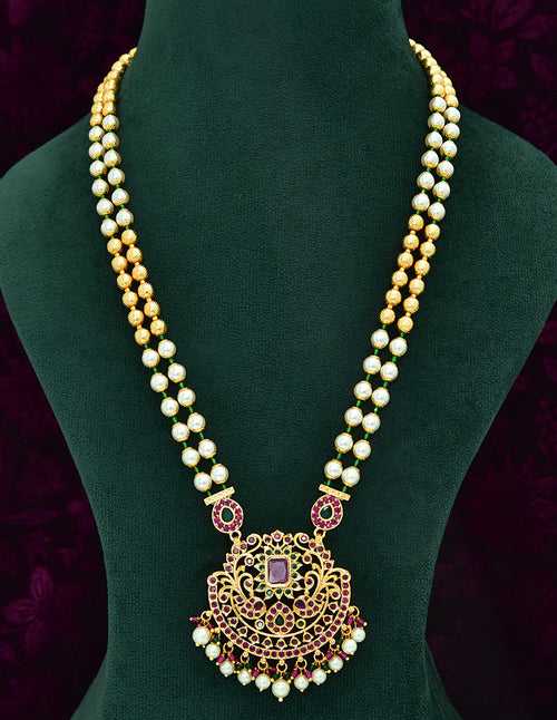 Designer Beads+Pearl Chain Pendant