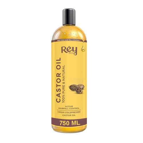 Rey Naturals Cold Pressed Virgin Castor Hair Oil | Arandi Tel | For Hair Growth, Nail cuticles, Eyelash & Eyebrows | Hydrates Skin & Reduces Wrinkles | Suitable For All Hair Types | 750 Ml