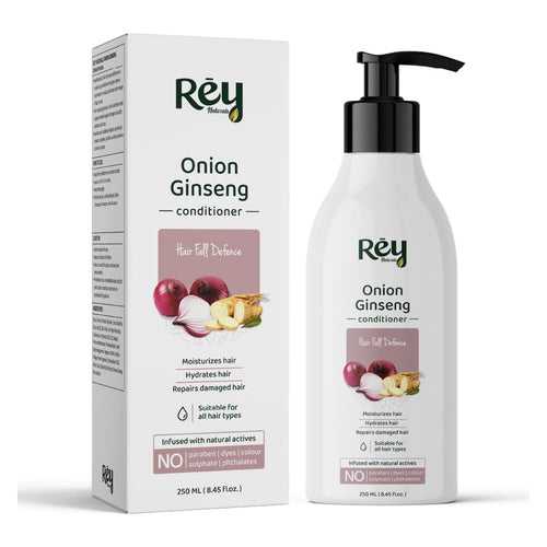 Rey Naturals Onion Ginseng Conditioner for Hair fall Defense | With Natural Actives | Paraben and Sulphate Free | For Deep Conditioning & Healthy Hair | 250 ML