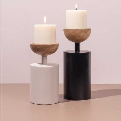 Elan pillar candle holder white and black