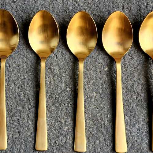 KAUNTEYA Matte Gold Cutlery Set ( 24 PCS)