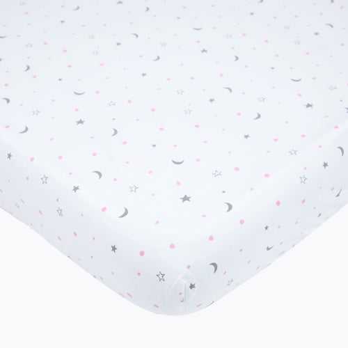 Organic Cotton Fitted Cot Sheet – Sleepy Star (Pink)