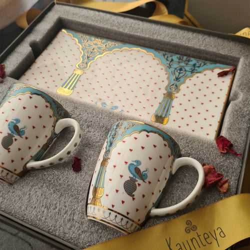 Dasara Cookie Plate & 2 Coffee Mugs Gift Set