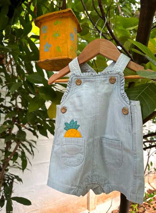 PINEAPPLE DENIM DUNGAREE SHORTS