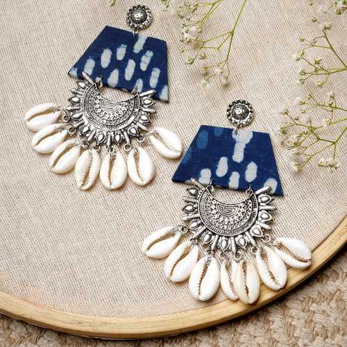 Teejh Zarina Indigo Blue Fabric Earring