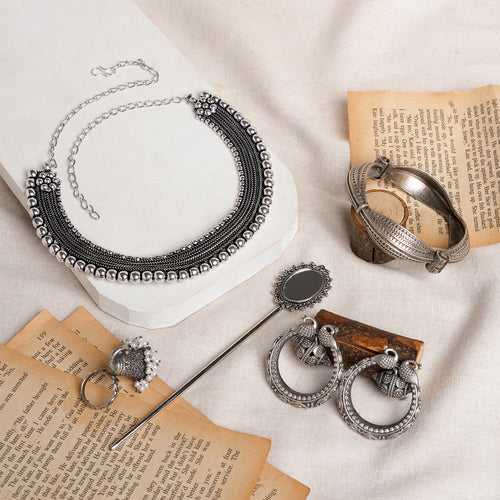 Teejh Vajji Oxidised Silver Jewellery Gift Set