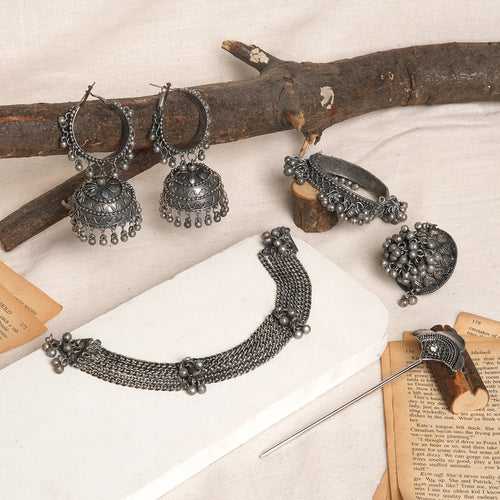 Teejh Srirangapatna Oxidised Silver Jewellery Gift Set