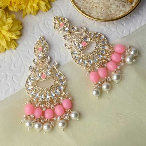 Teejh Urveeja Light Pink Gold Enamel Earrings