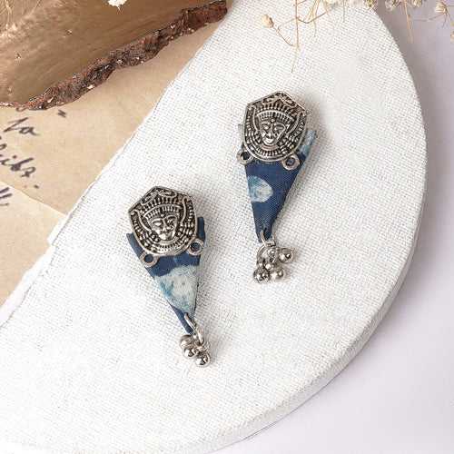 Teejh Dhryti Indigo Blue Fabric Earring