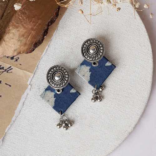 Teejh Smruti Indigo Blue Fabric Earring