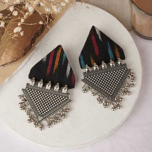 Teejh Nandini Multicoloured Fabric and Silver Earring