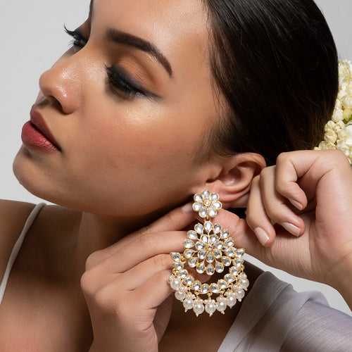 Teejh Raima Pearl and Polki Earring