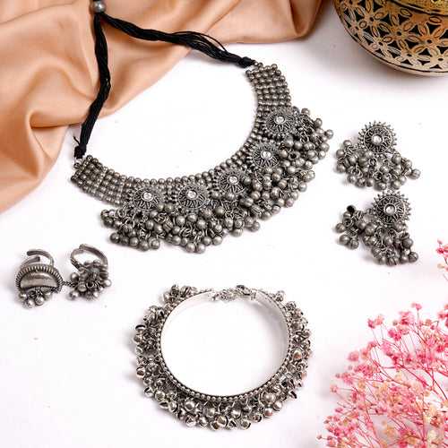 Teejh Kalya Silver Oxidised Jewelry Gift Set