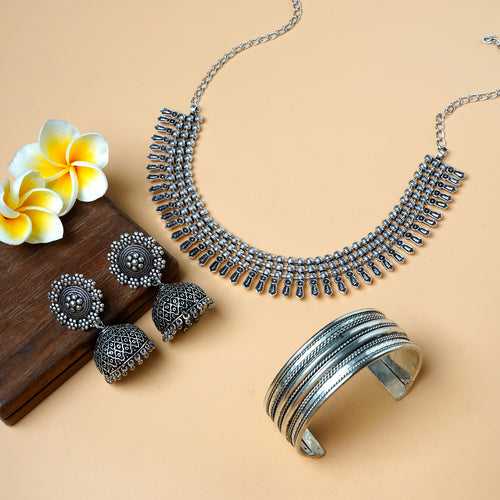 Teejh Anjani Silver Oxidised Jewelry Gift Set