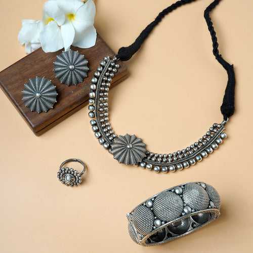 Teejh Nisha Silver Oxidised Jewelry Gift Set