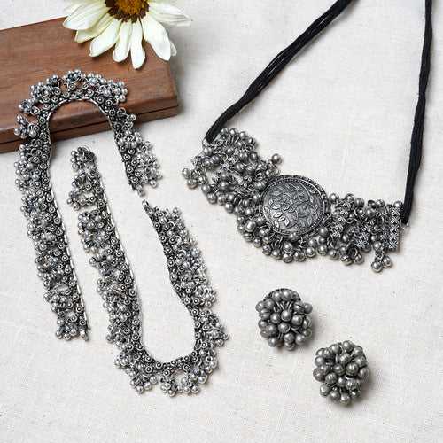 Teejh Jugnu Silver Oxidised Ghungroo Jewelry Gift Set