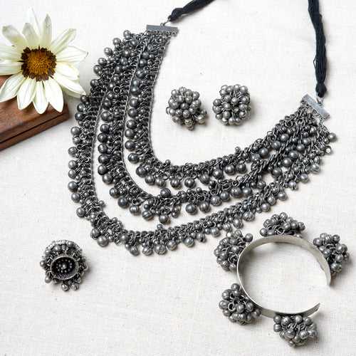 Teejh Kimi Ghungroo Silver Oxidised Jewelry Gift Set