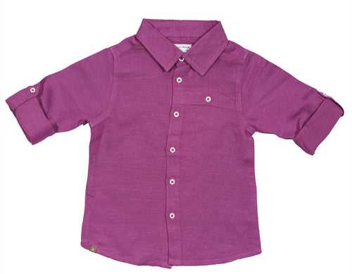 Baby Boys Collar Neck Roll Up Sleeve Shirt