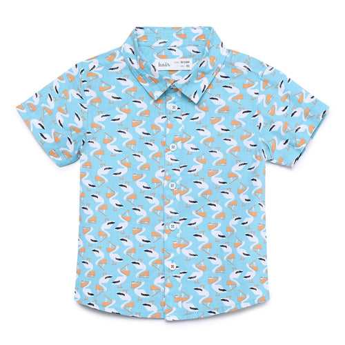 Baby Boys Collar Neck Half Sleeve Printed Shirt