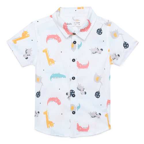 Baby Boys Collar Neck Half Sleeve Printed Shirt