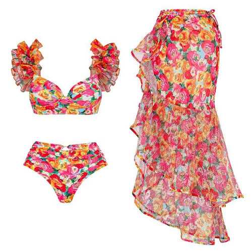 Multi Blossom Ruffled Swimwear