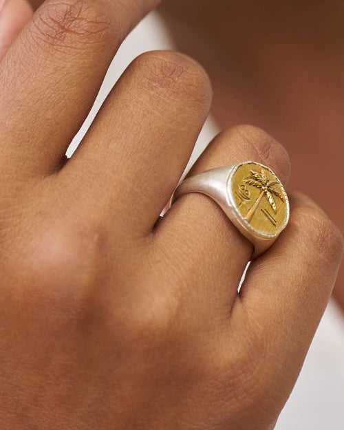 Coco Palm Signet Ring - Gold & Silver