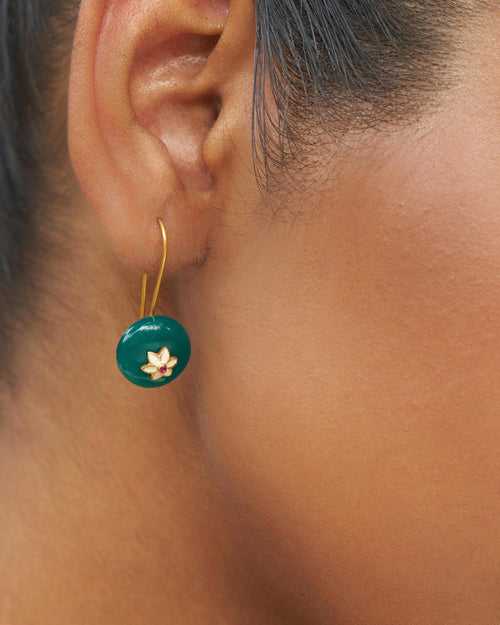 Aurora Onyx Earrings - Green