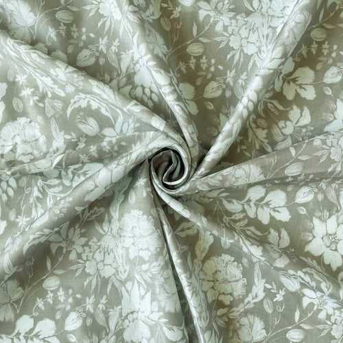 Dusty Green Garden of Daisies Printed Muslin Fabric (Width 45 Inches)